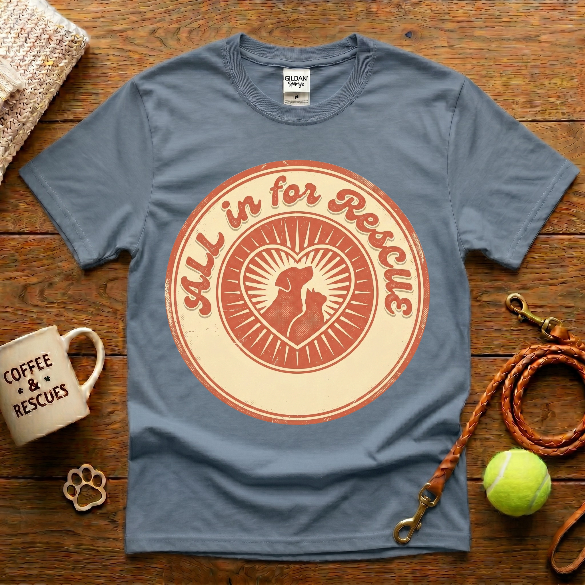 All In For Rescue Animal Rescue T-Shirt - Vintage Retro