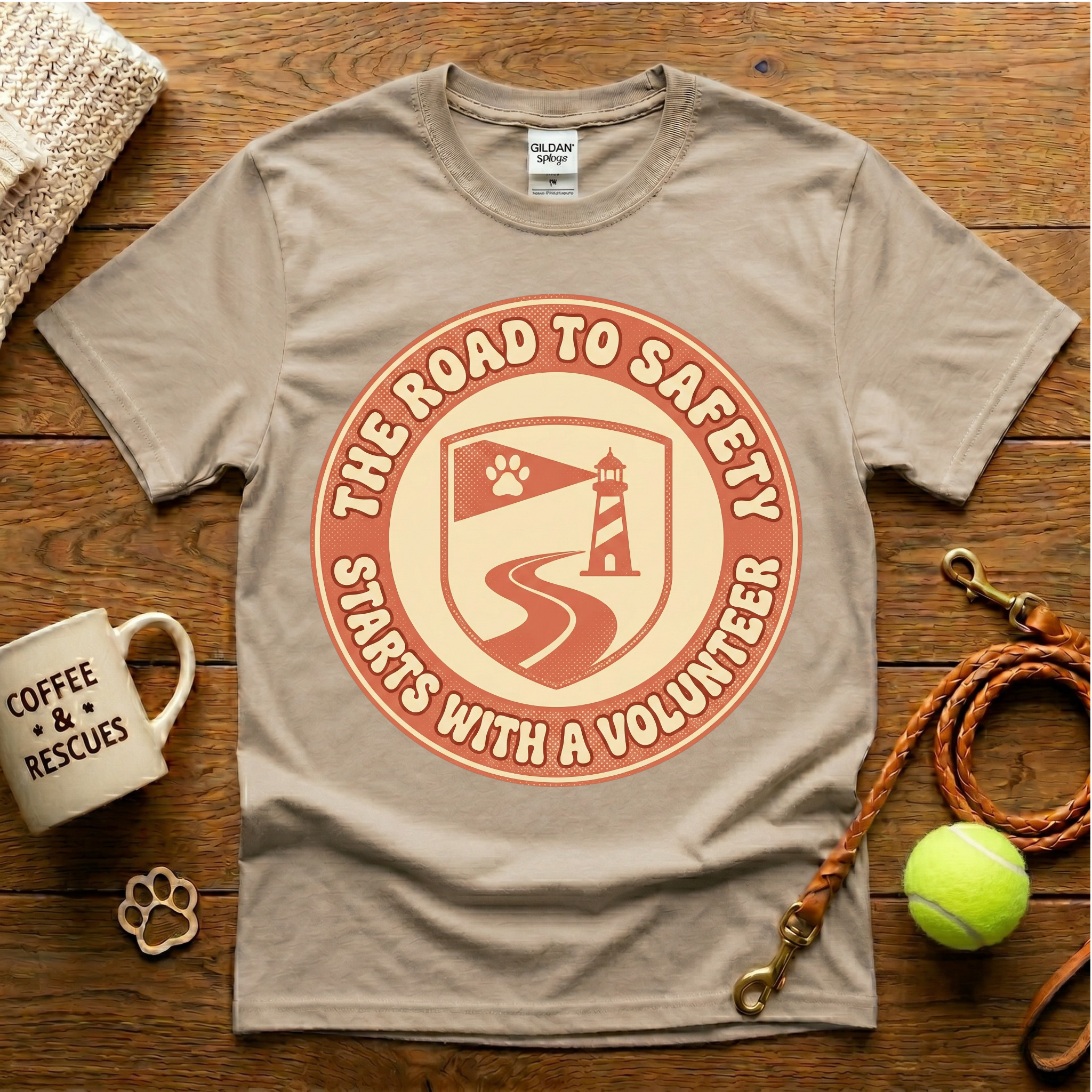 The Road To Safety Starts With A Volunteer Animal Rescue T-Shirt - Vintage Retro