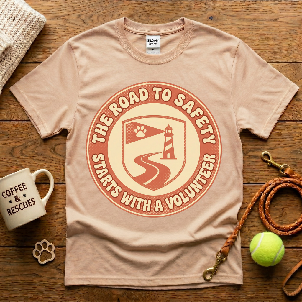 The Road To Safety Starts With A Volunteer Animal Rescue T-Shirt - Vintage Retro