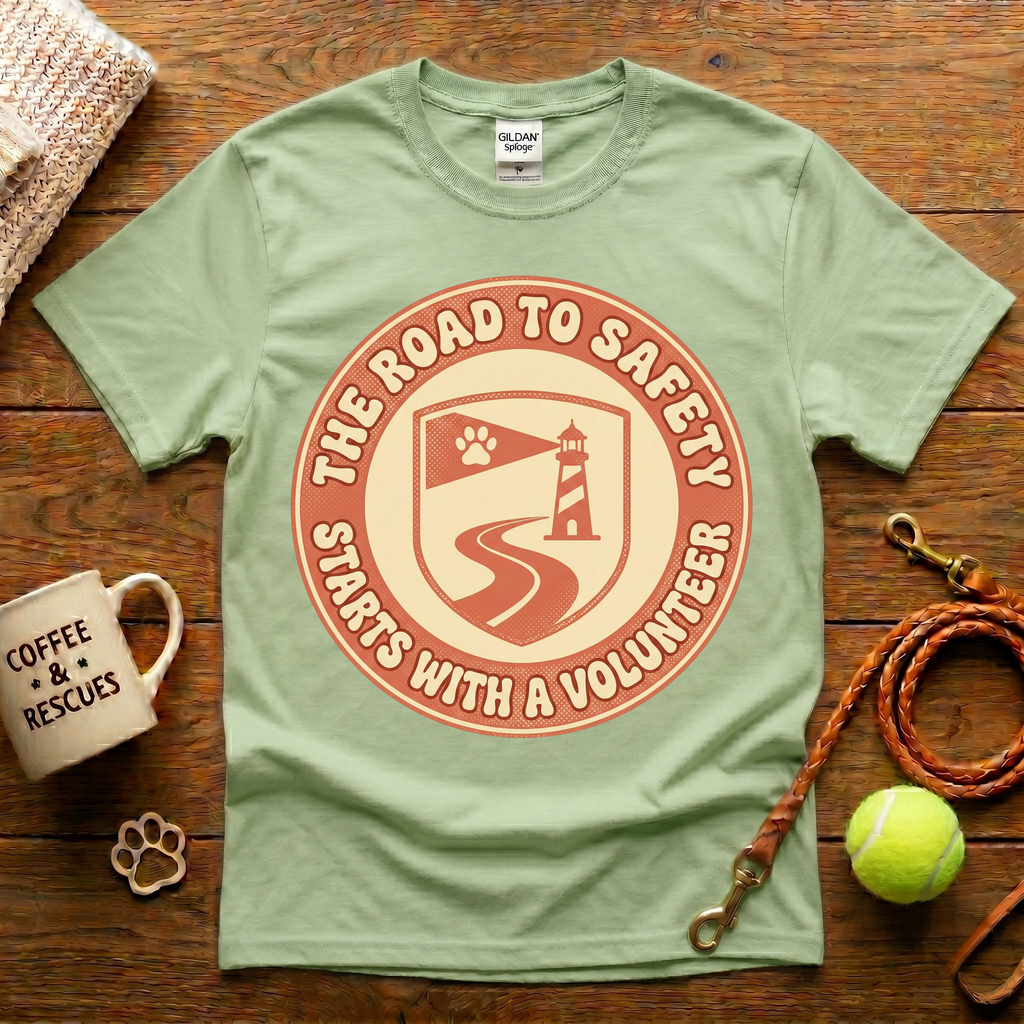 The Road To Safety Starts With A Volunteer Animal Rescue T-Shirt - Vintage Retro