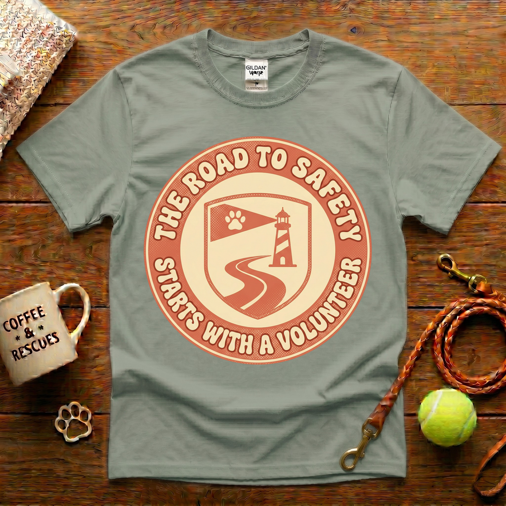 The Road To Safety Starts With A Volunteer Animal Rescue T-Shirt - Vintage Retro