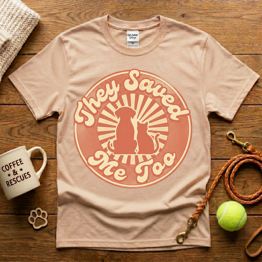 They Saved Me Too Animal Rescue T-Shirt - Vintage Retro