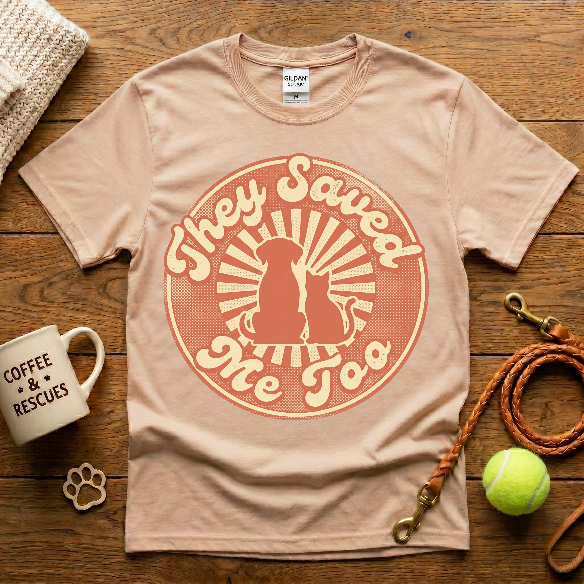 They Saved Me Too Animal Rescue T-Shirt - Vintage Retro