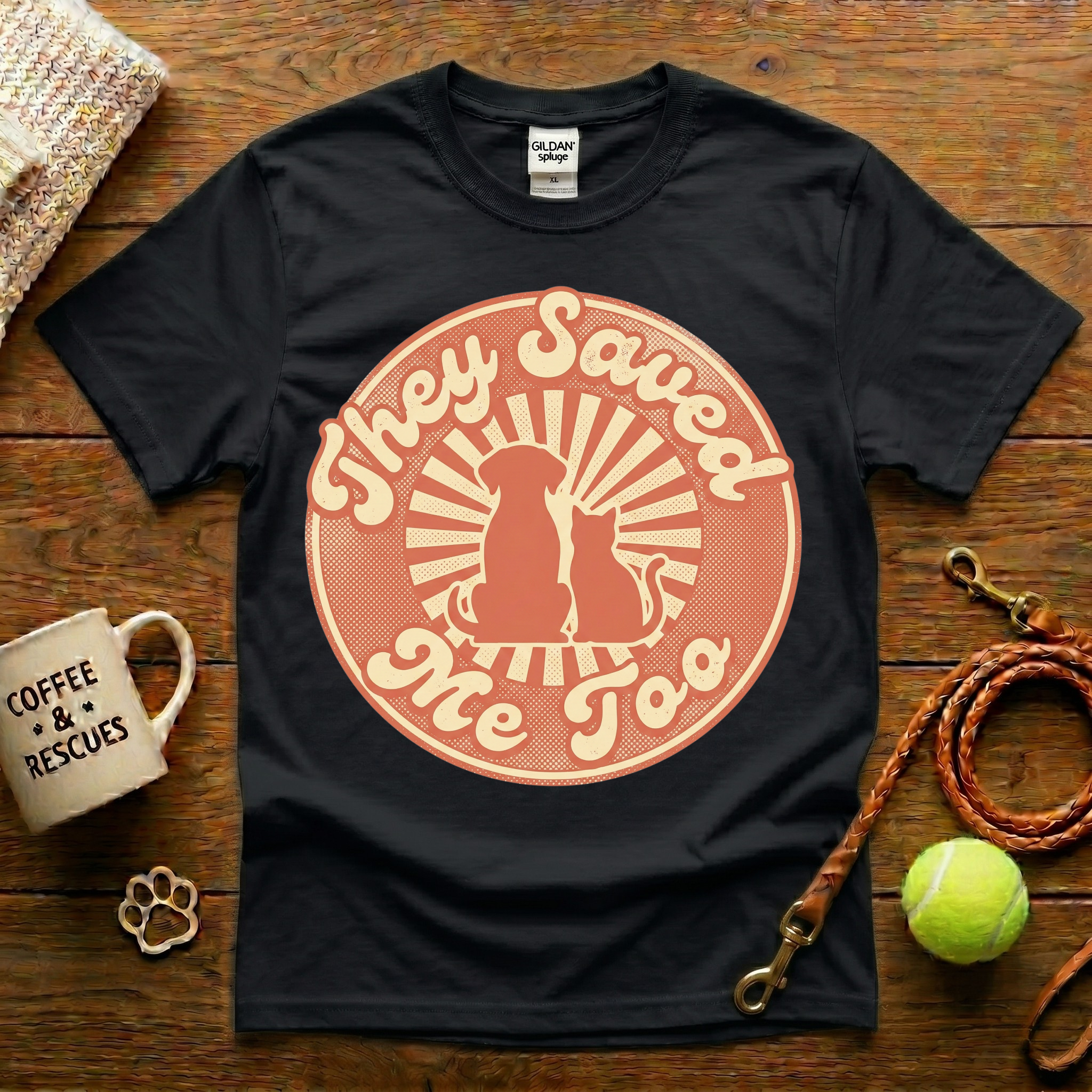 They Saved Me Too Animal Rescue T-Shirt - Vintage Retro