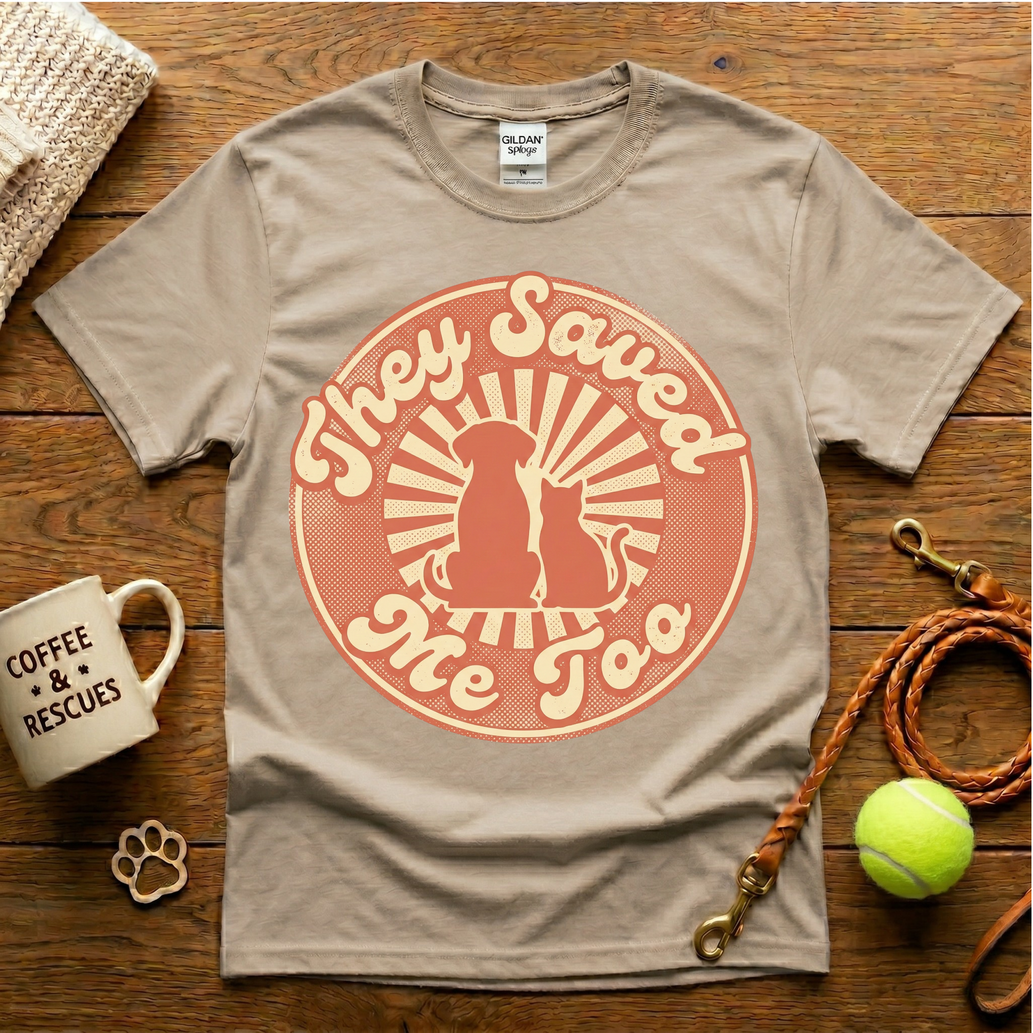 They Saved Me Too Animal Rescue T-Shirt - Vintage Retro