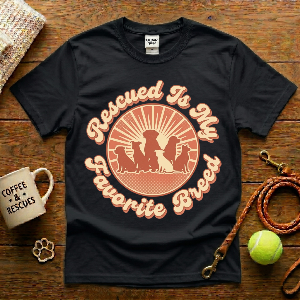 Rescued Is My Favorite Breed Animal Rescue T-Shirt - Vintage Retro