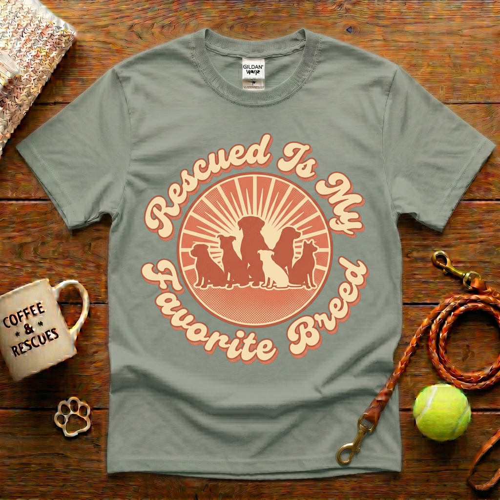 Rescued Is My Favorite Breed Animal Rescue T-Shirt - Vintage Retro