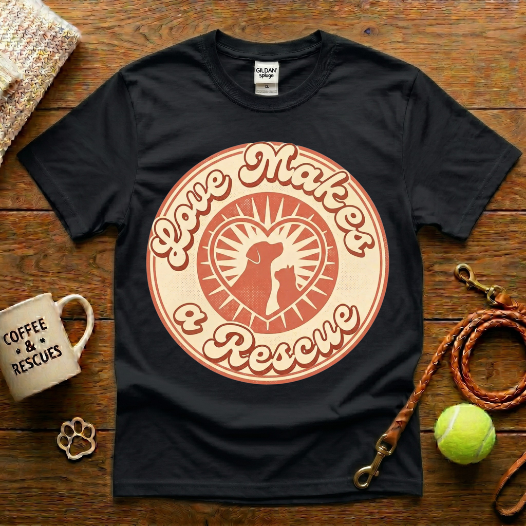 Love Makes A Rescue Animal Rescue T-Shirt - Vintage Retro