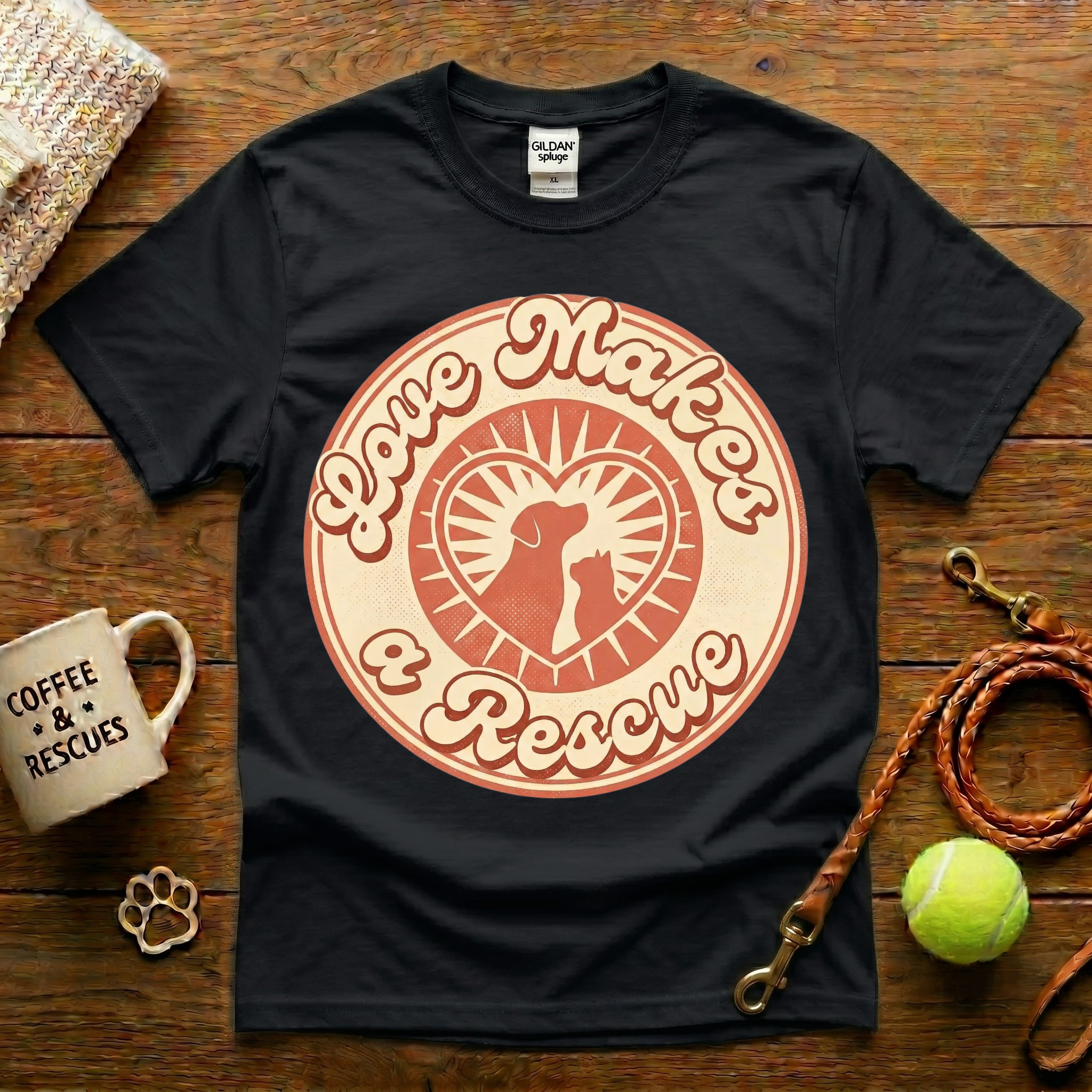 Love Makes A Rescue Animal Rescue T-Shirt - Vintage Retro