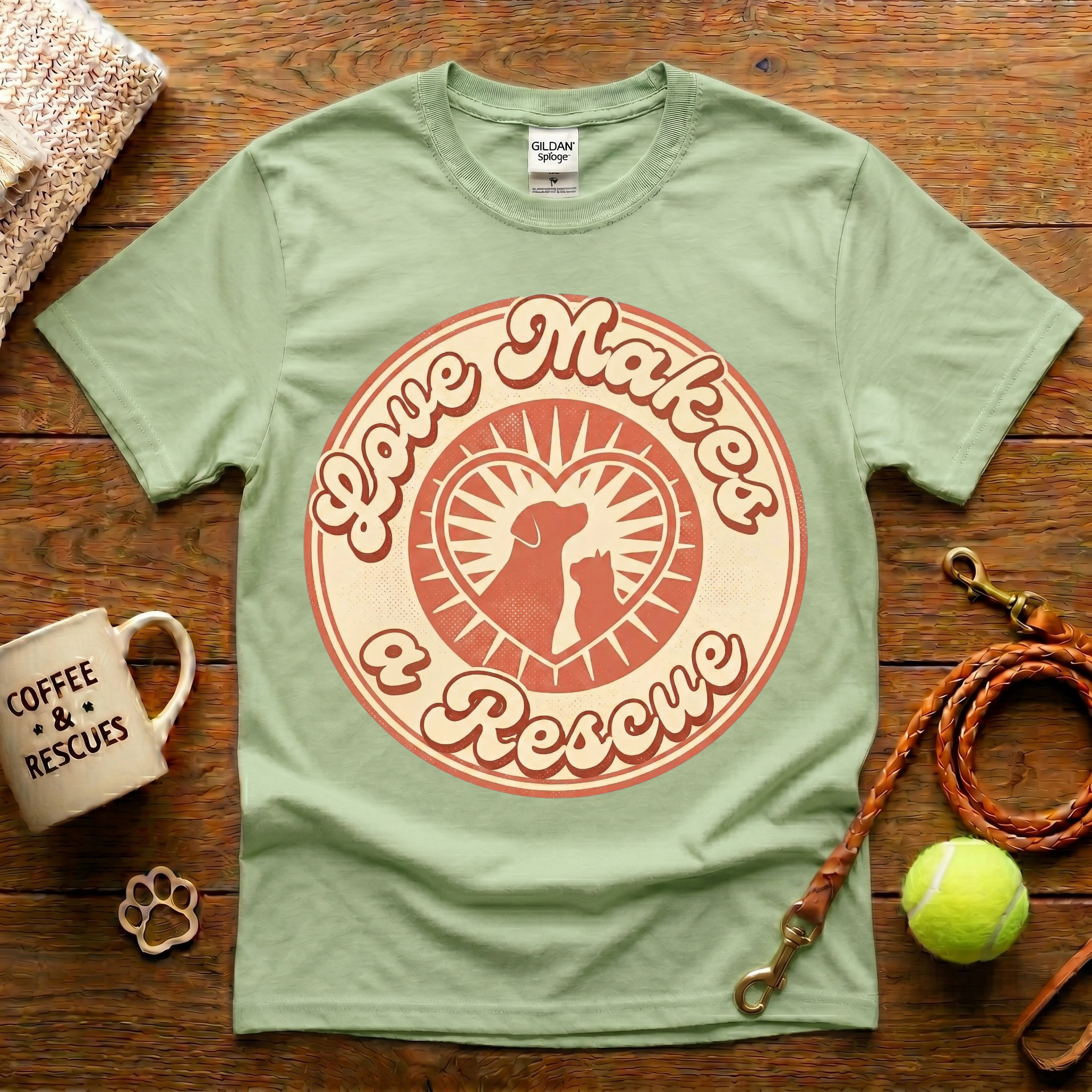Love Makes A Rescue Animal Rescue T-Shirt - Vintage Retro