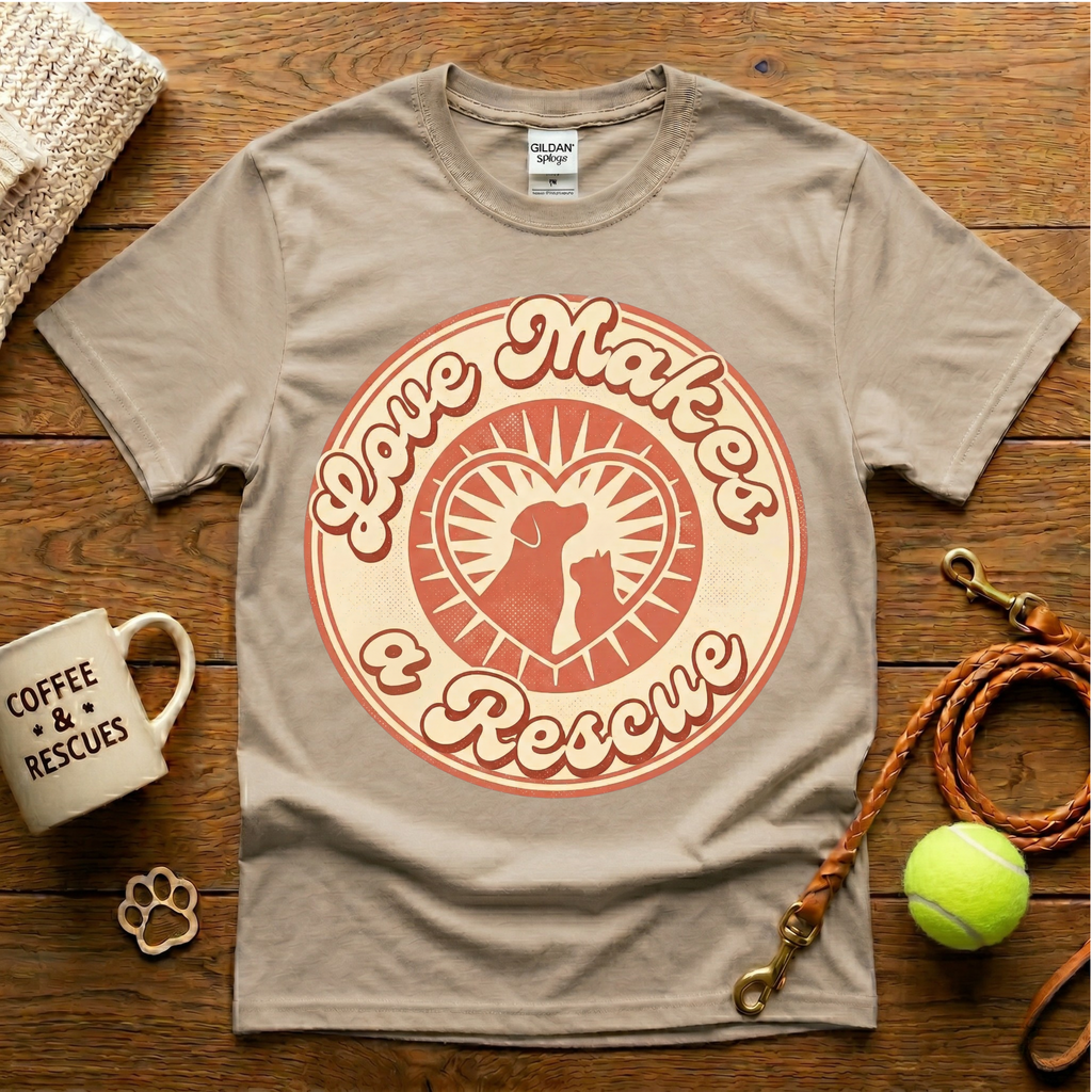 Love Makes A Rescue Animal Rescue T-Shirt - Vintage Retro