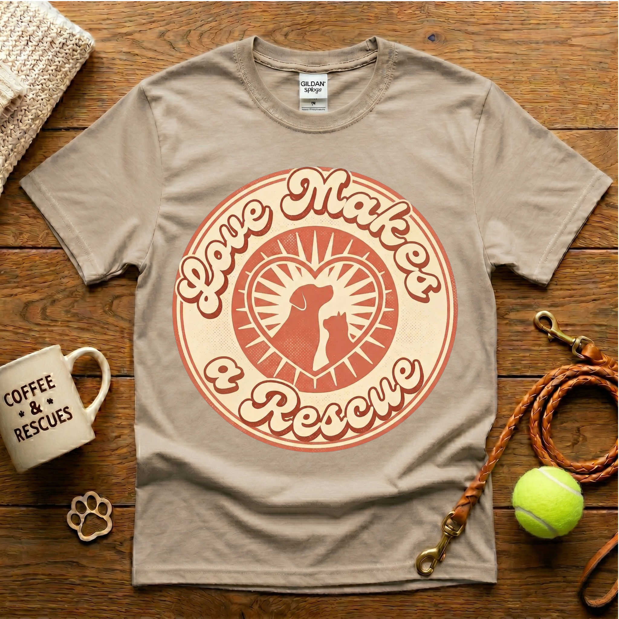 Love Makes A Rescue Animal Rescue T-Shirt - Vintage Retro