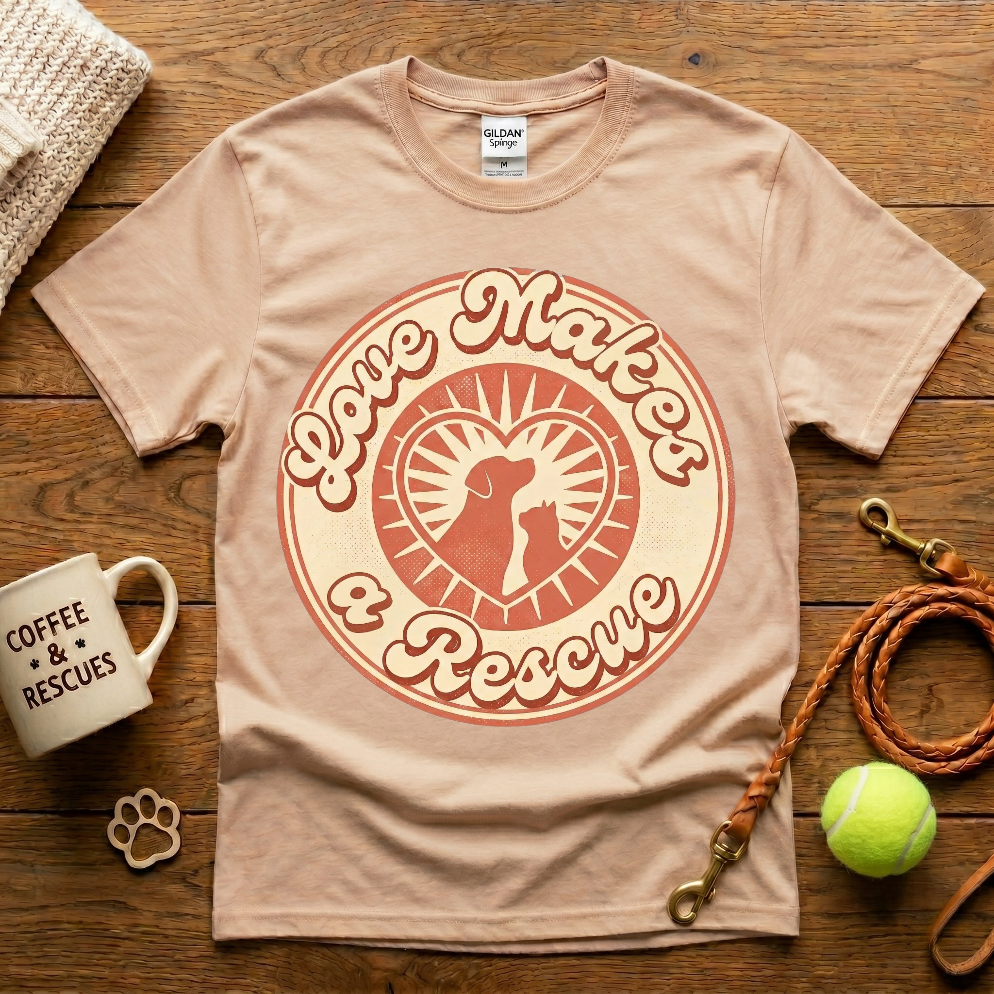 Love Makes A Rescue Animal Rescue T-Shirt - Vintage Retro