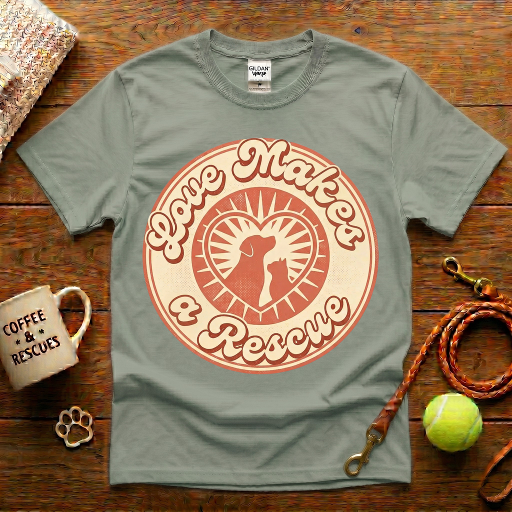 Love Makes A Rescue Animal Rescue T-Shirt - Vintage Retro