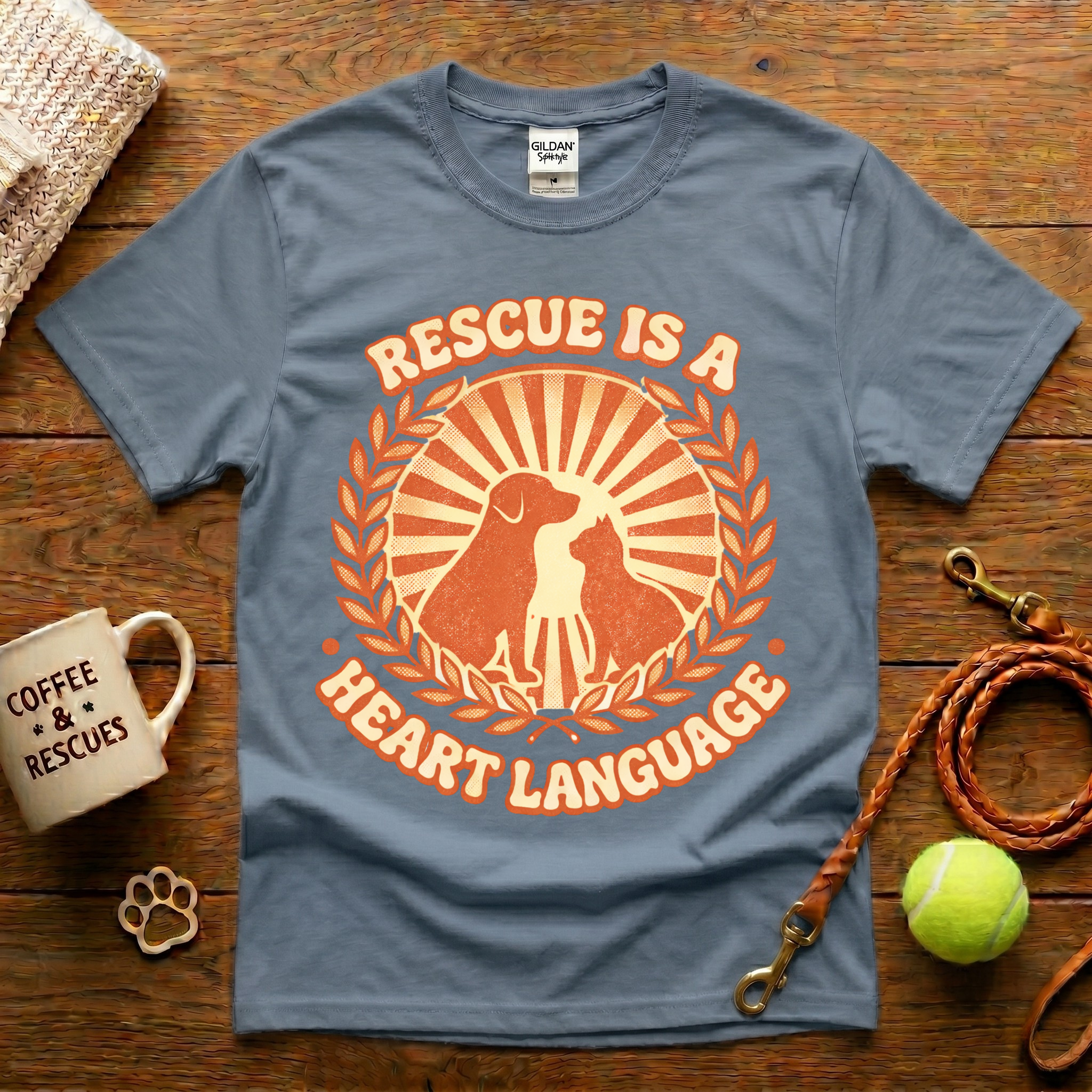 Rescue Is A Heart Language Animal Rescue T-Shirt - Vintage Retro