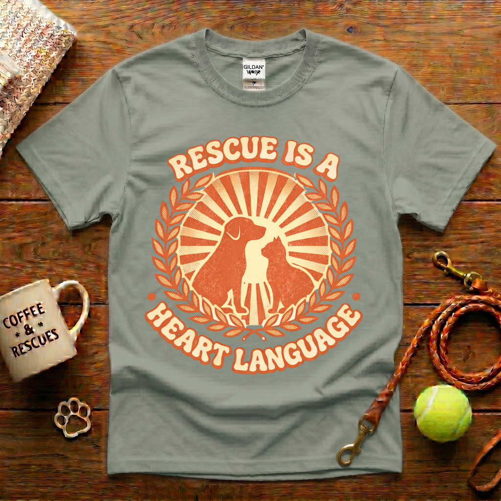 Rescue Is A Heart Language Animal Rescue T-Shirt - Vintage Retro