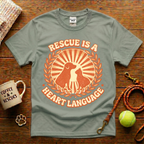 Rescue Is A Heart Language Animal Rescue T-Shirt - Vintage Retro