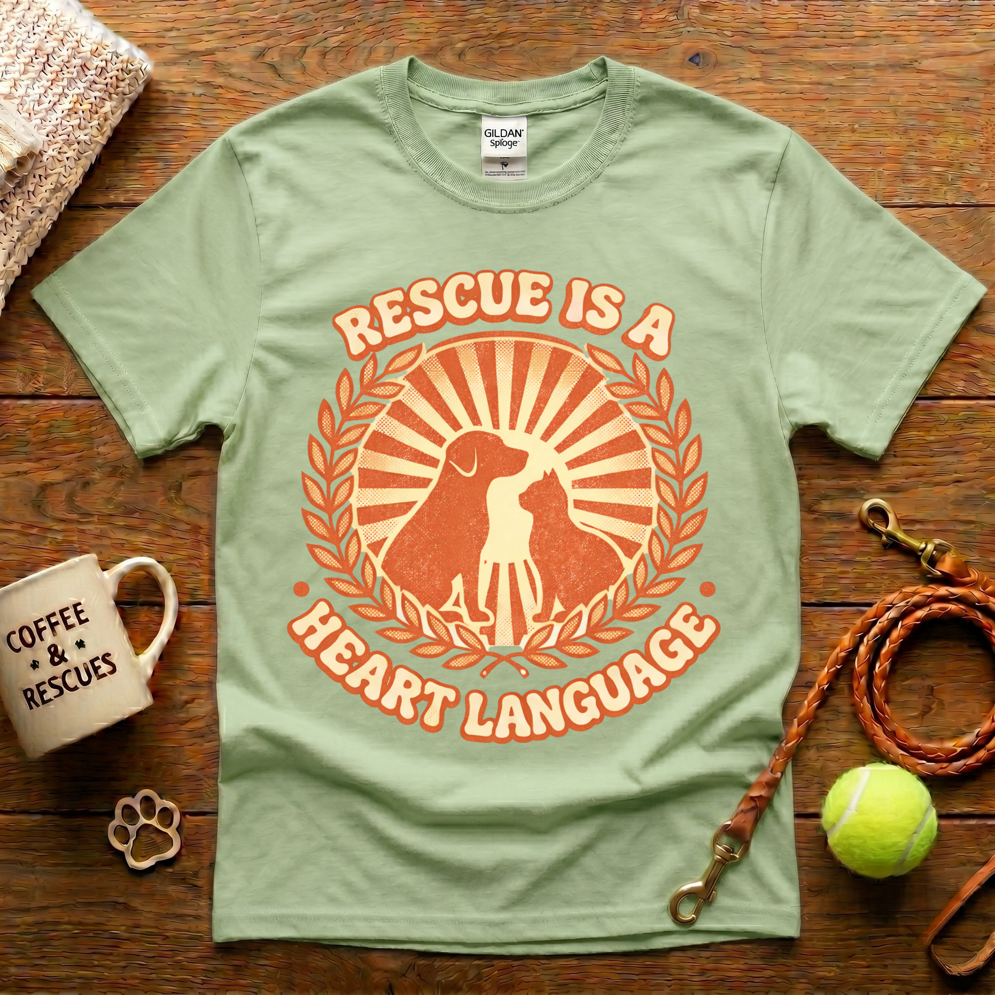 Rescue Is A Heart Language Animal Rescue T-Shirt - Vintage Retro
