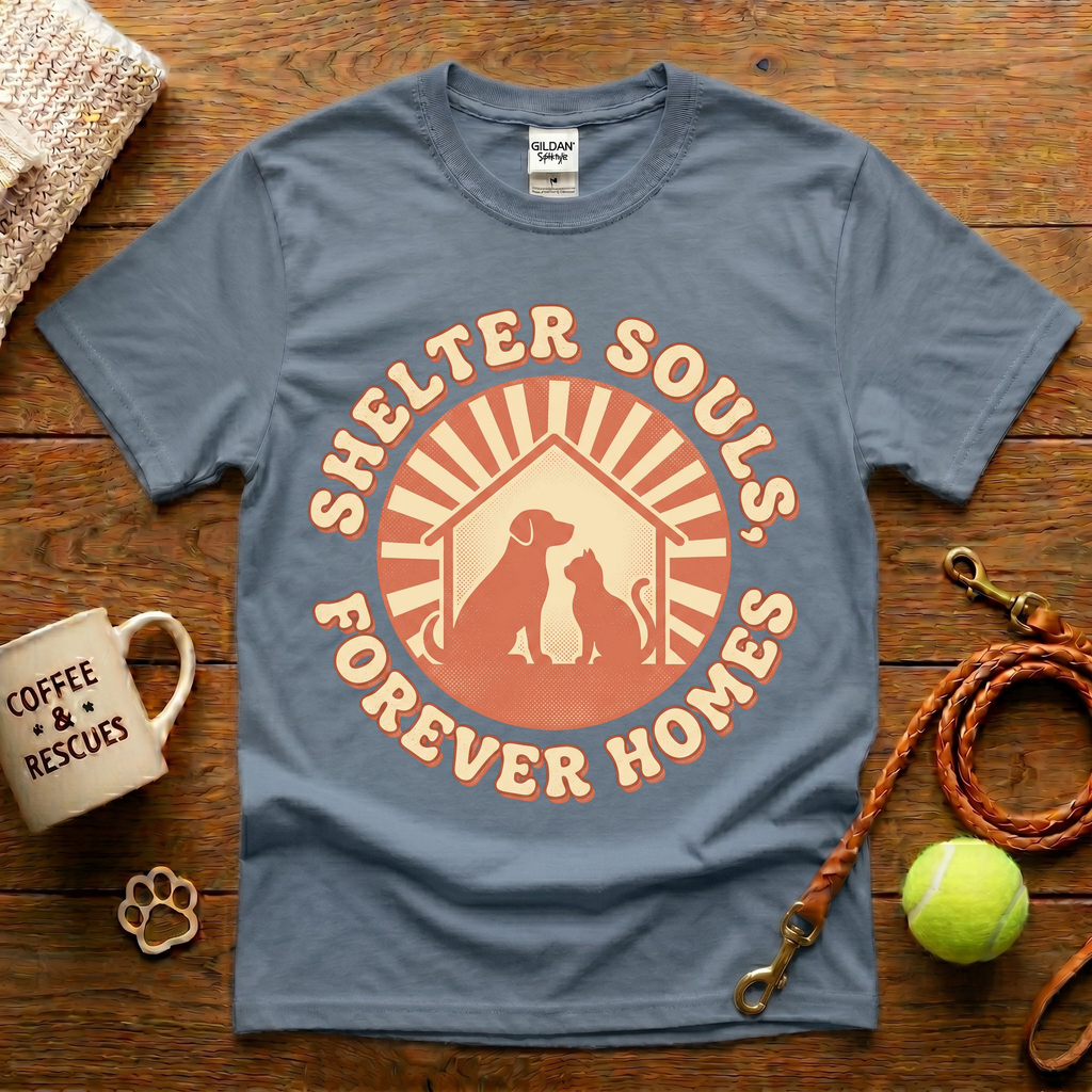 Shelter Souls Forever Homes Animal Rescue T-Shirt - Vintage Retro