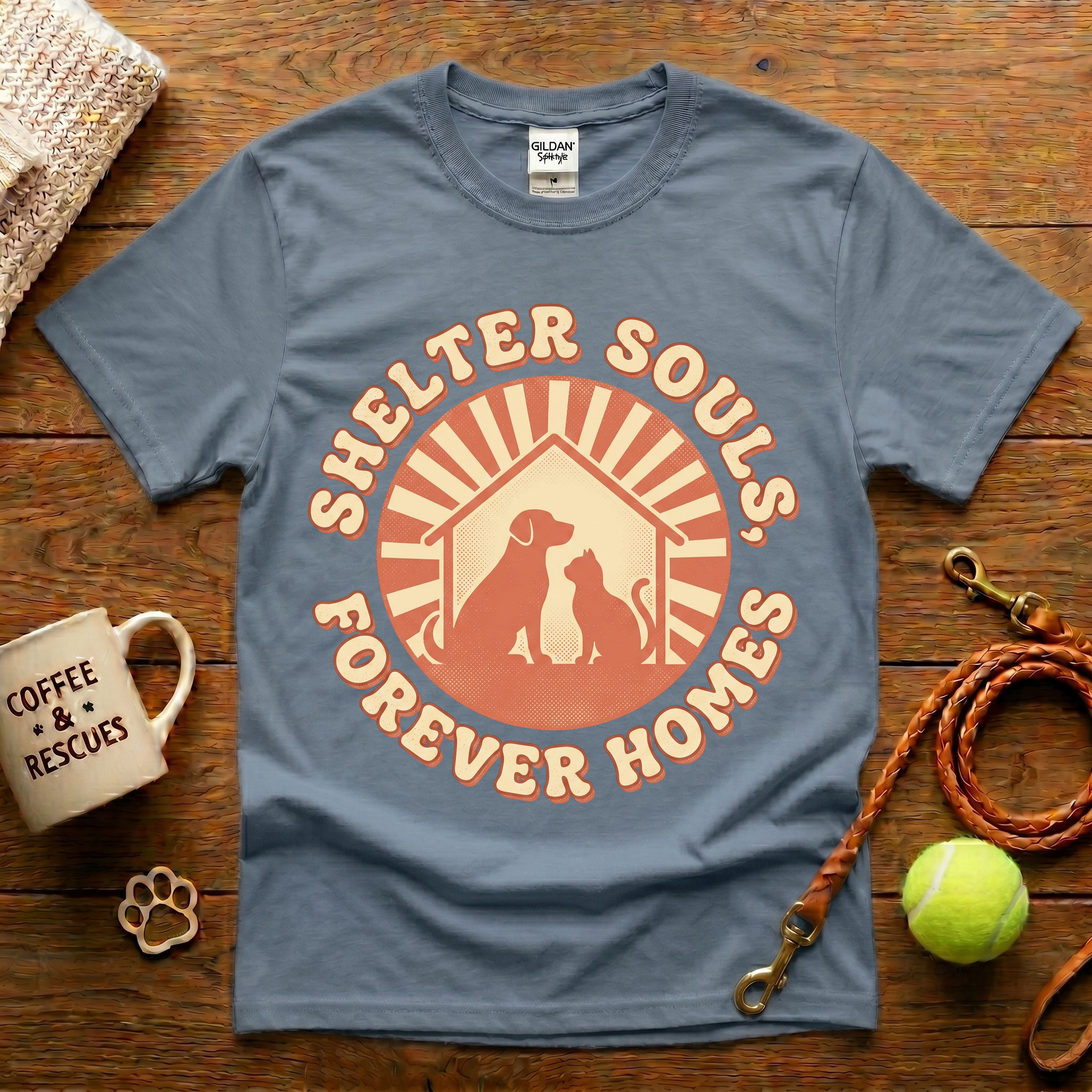 Shelter Souls Forever Homes Animal Rescue T-Shirt - Vintage Retro