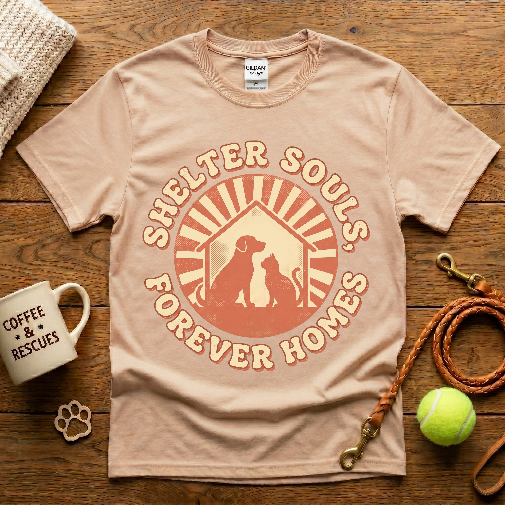 Shelter Souls Forever Homes Animal Rescue T-Shirt - Vintage Retro