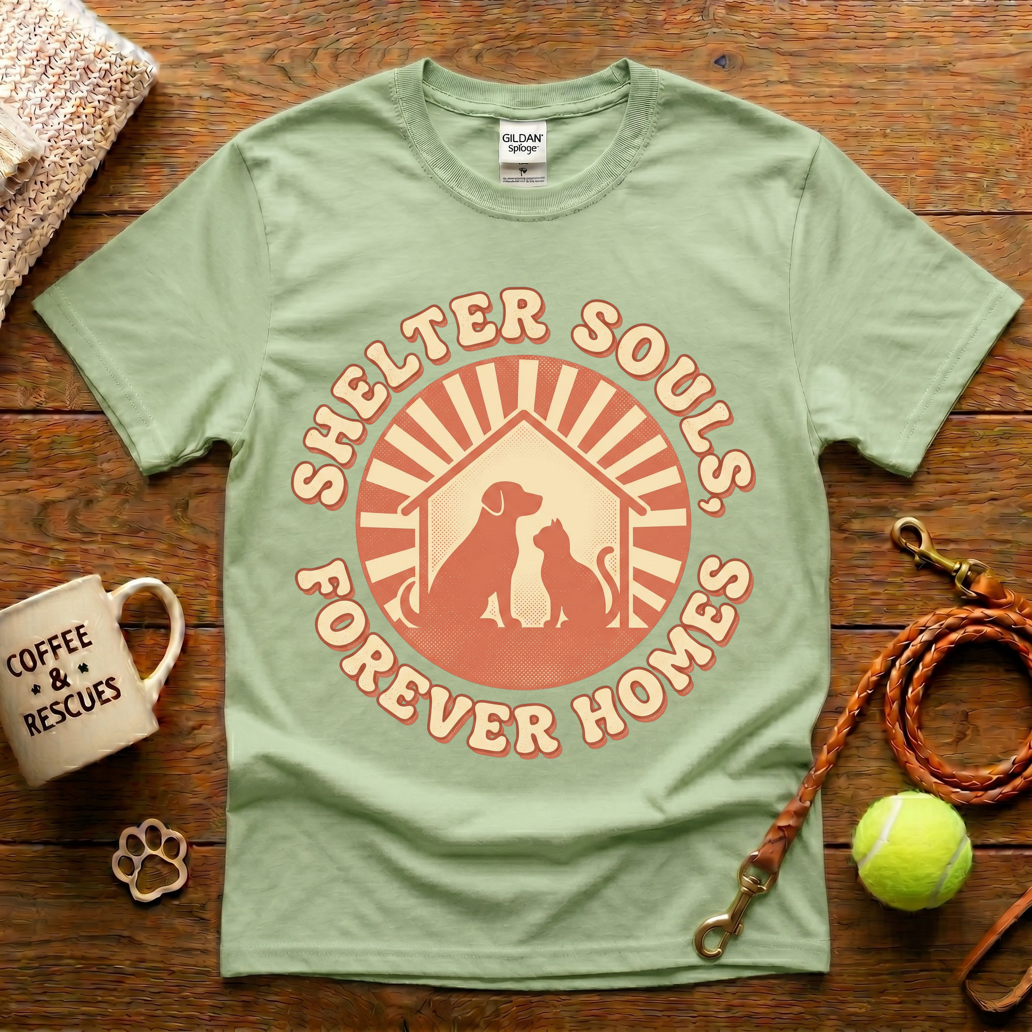 Shelter Souls Forever Homes Animal Rescue T-Shirt - Vintage Retro