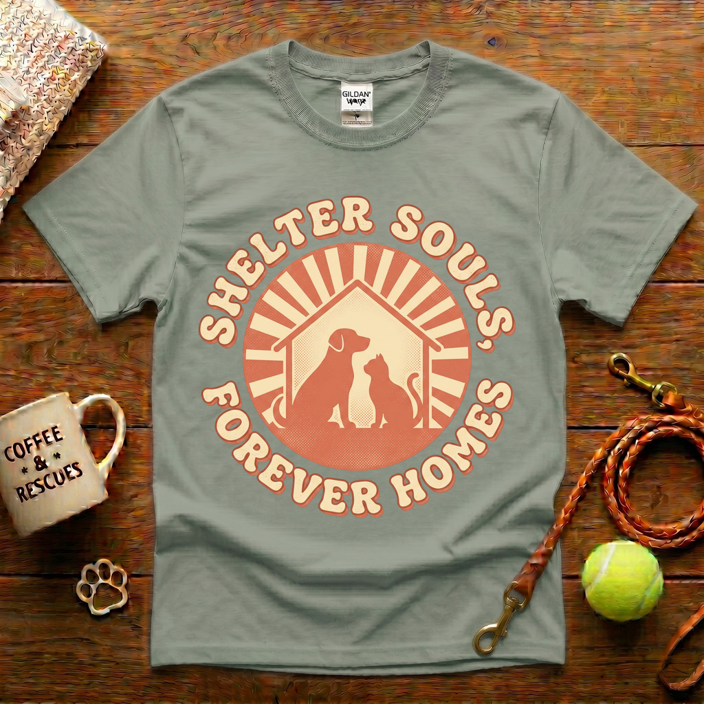 Shelter Souls Forever Homes Animal Rescue T-Shirt - Vintage Retro