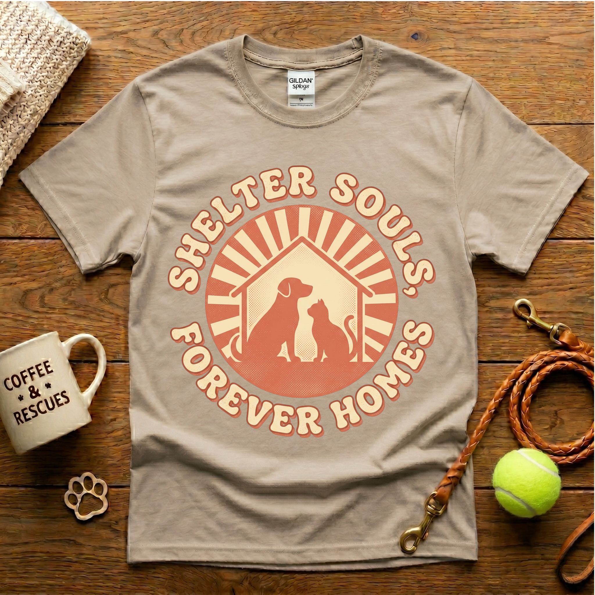 Shelter Souls Forever Homes Animal Rescue T-Shirt - Vintage Retro