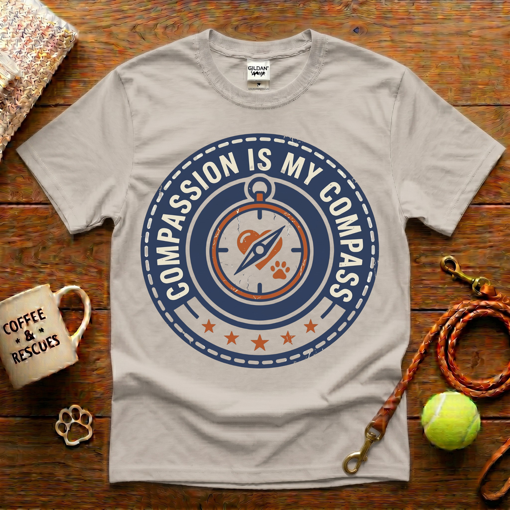 Compassion Is My Compass Animal Rescue T-Shirt - Vintage Badge
