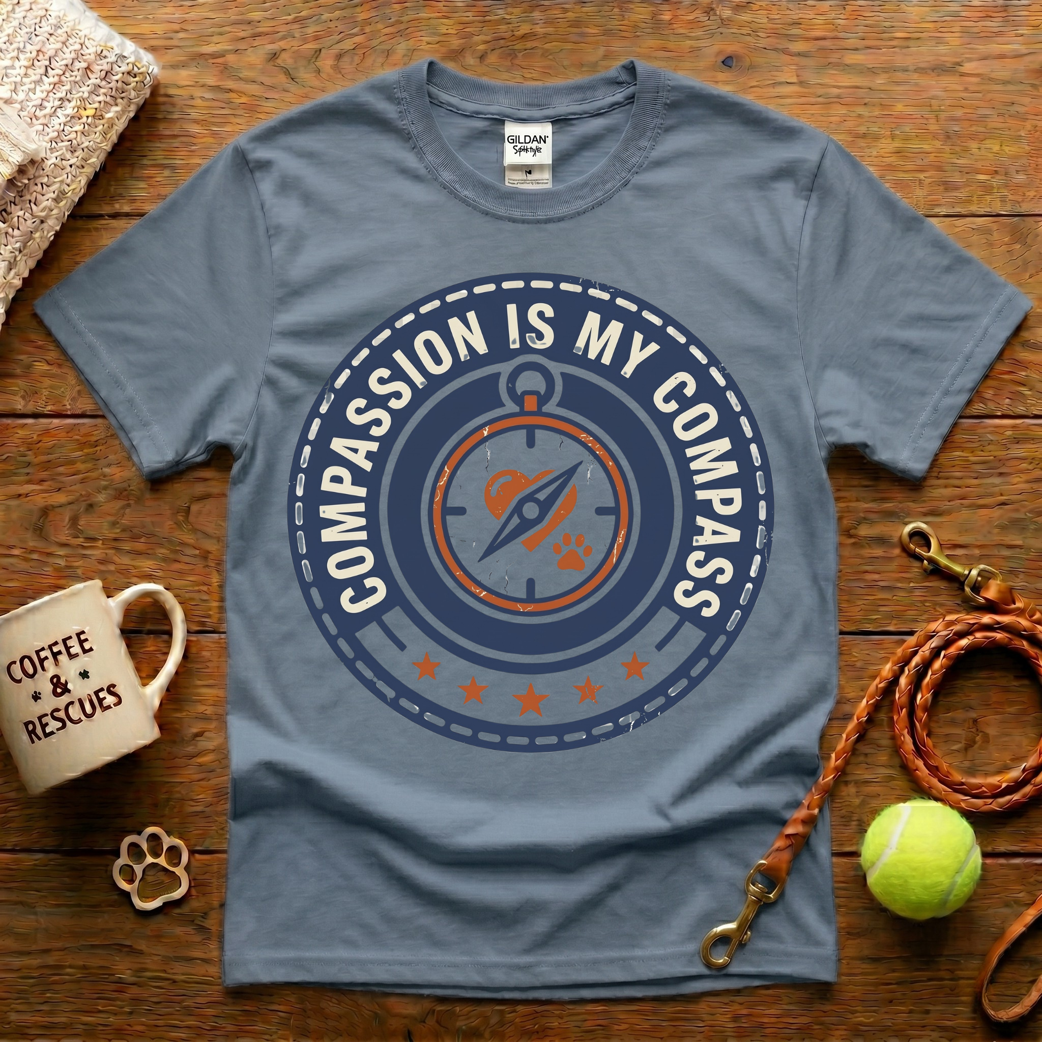 Compassion Is My Compass Animal Rescue T-Shirt - Vintage Badge