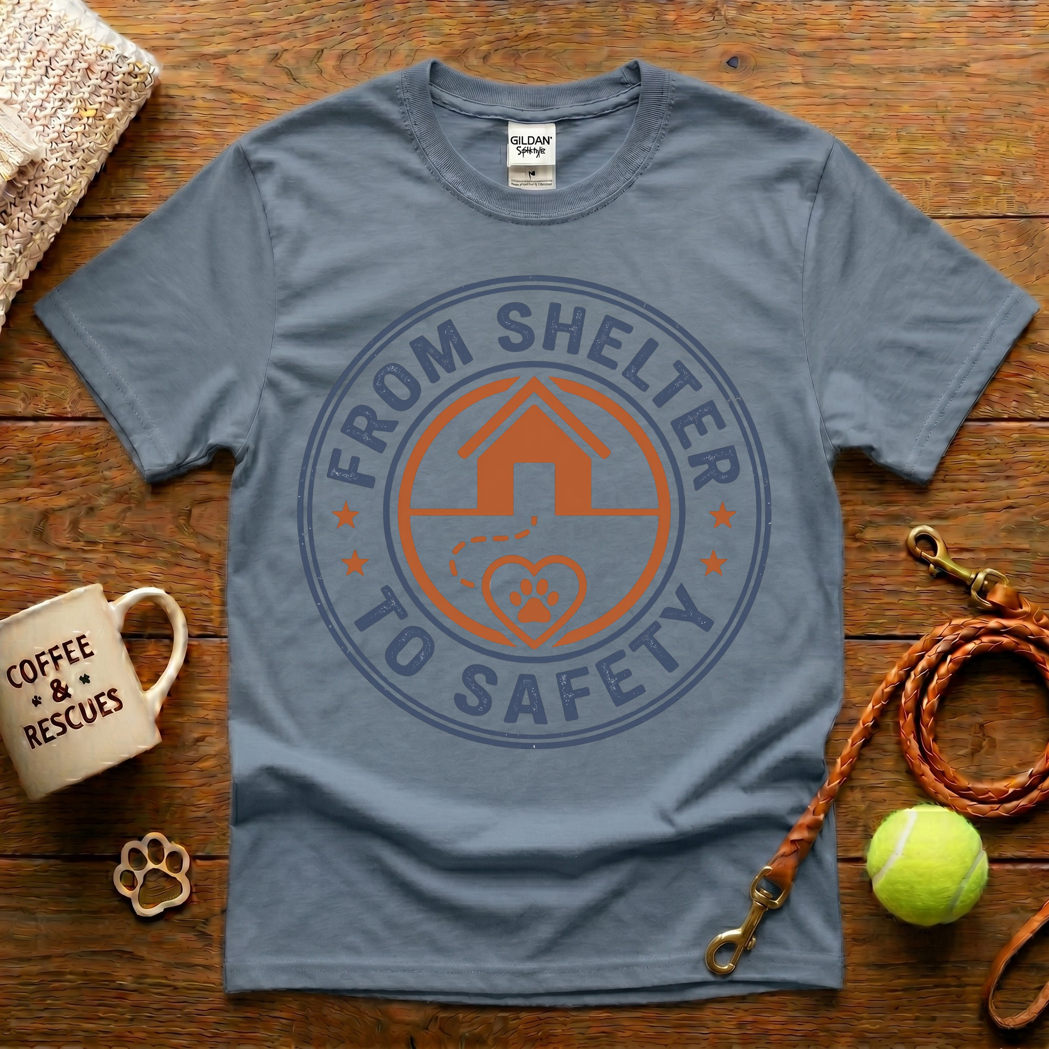From Shelter To Safety Animal Rescue T-Shirt - Vintage Badge