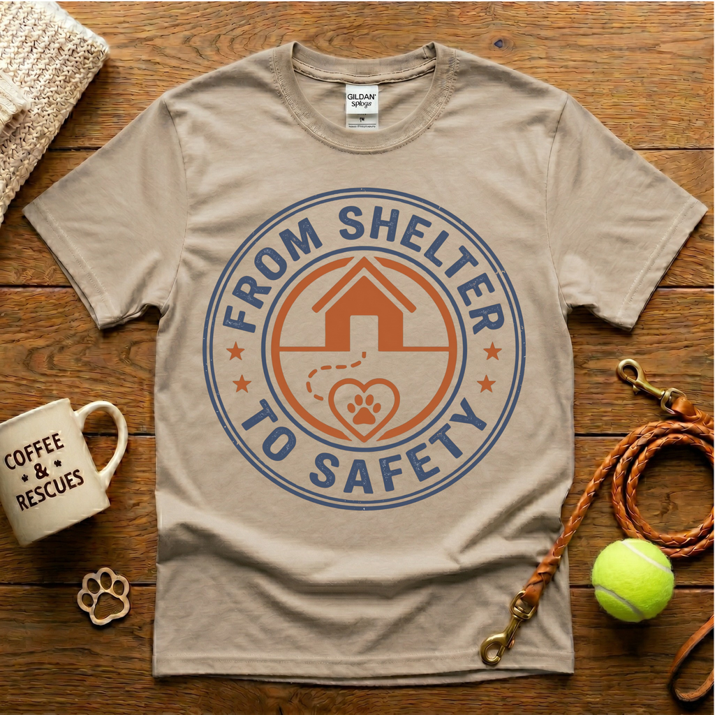 From Shelter To Safety Animal Rescue T-Shirt - Vintage Badge