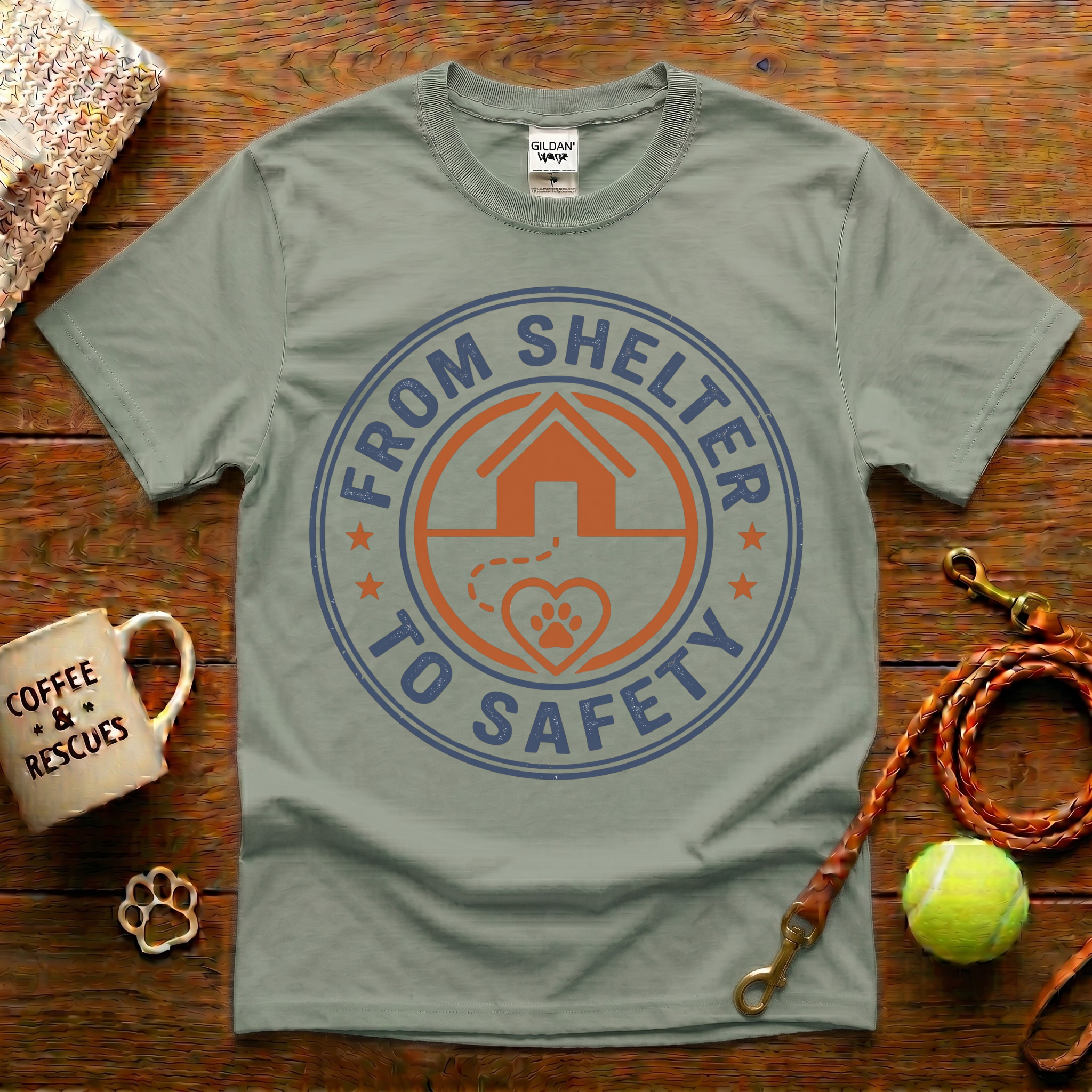 From Shelter To Safety Animal Rescue T-Shirt - Vintage Badge