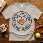 Adopt Don't Shop Animal Rescue T-Shirt - Vintage Badge