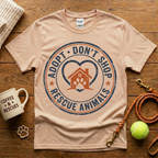 Adopt Don't Shop Animal Rescue T-Shirt - Vintage Badge