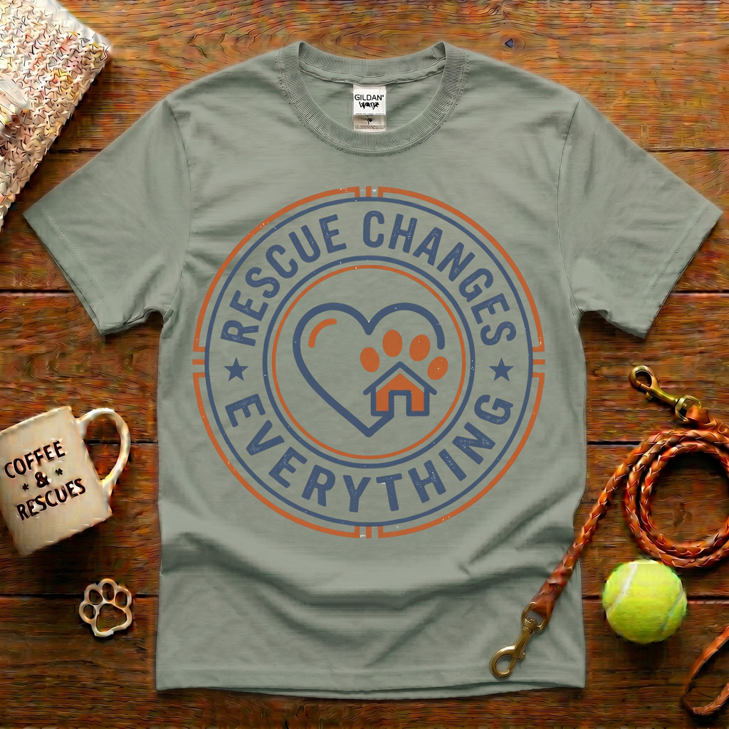 Rescue Changes Everything Animal Rescue T-Shirt - Vintage Badge