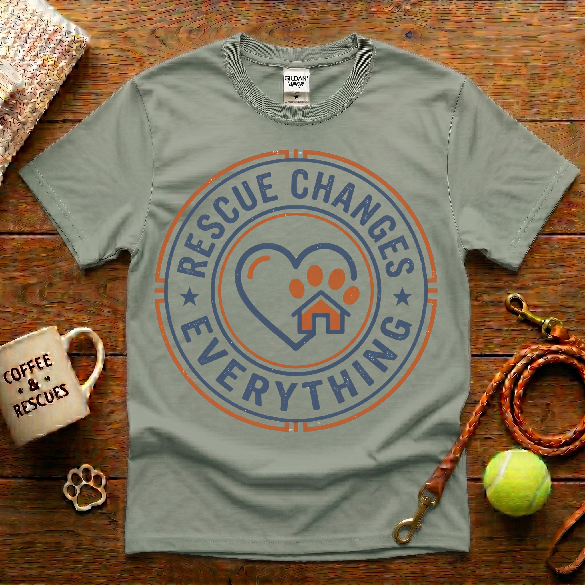 Rescue Changes Everything Animal Rescue T-Shirt - Vintage Badge