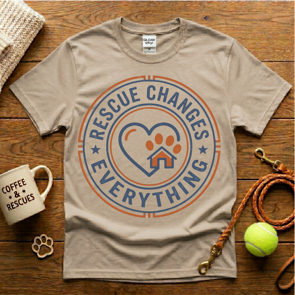 Rescue Changes Everything Animal Rescue T-Shirt - Vintage Badge