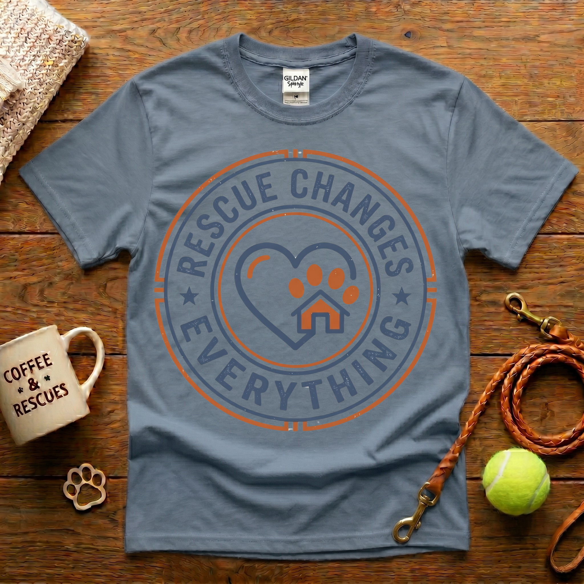 Rescue Changes Everything Animal Rescue T-Shirt - Vintage Badge