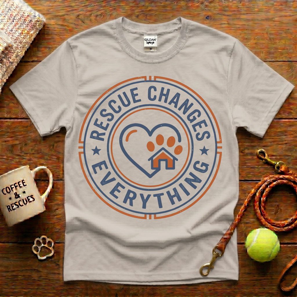 Rescue Changes Everything Animal Rescue T-Shirt - Vintage Badge