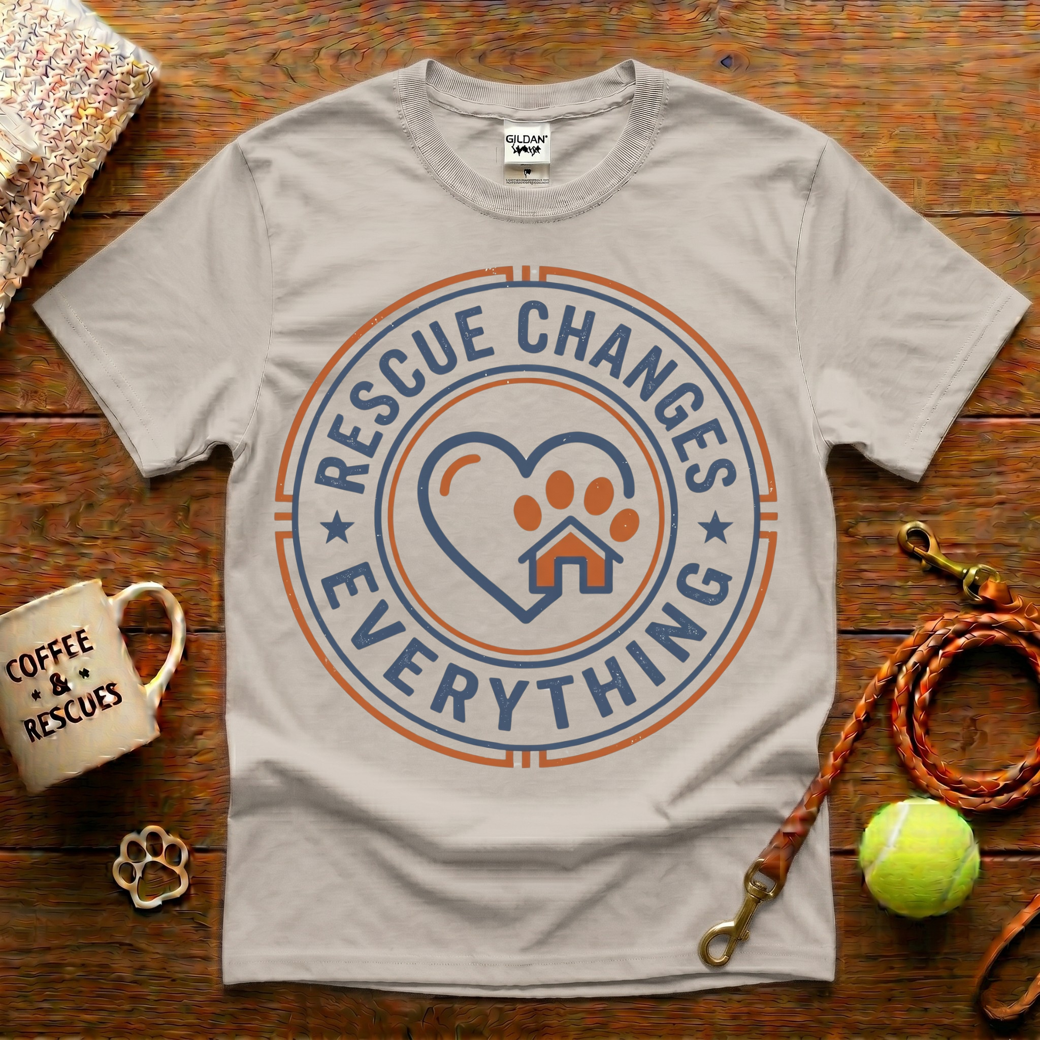 Rescue Changes Everything Animal Rescue T-Shirt - Vintage Badge