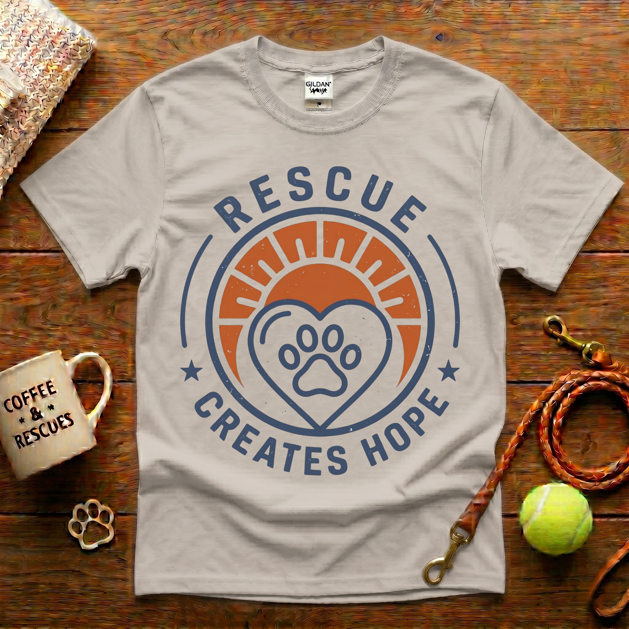 Rescue Creates Hope Animal Rescue T-Shirt - Vintage Badge
