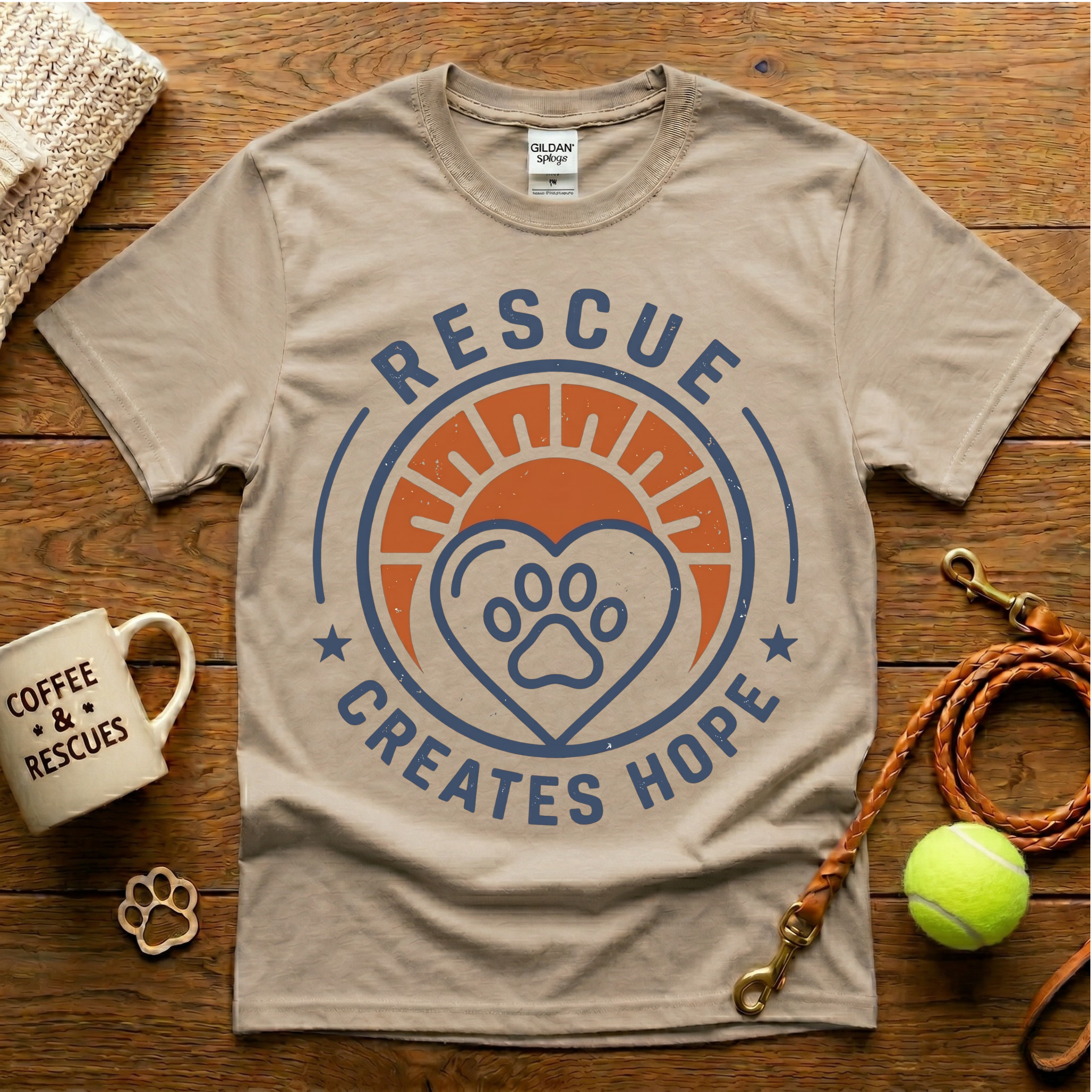 Rescue Creates Hope Animal Rescue T-Shirt - Vintage Badge