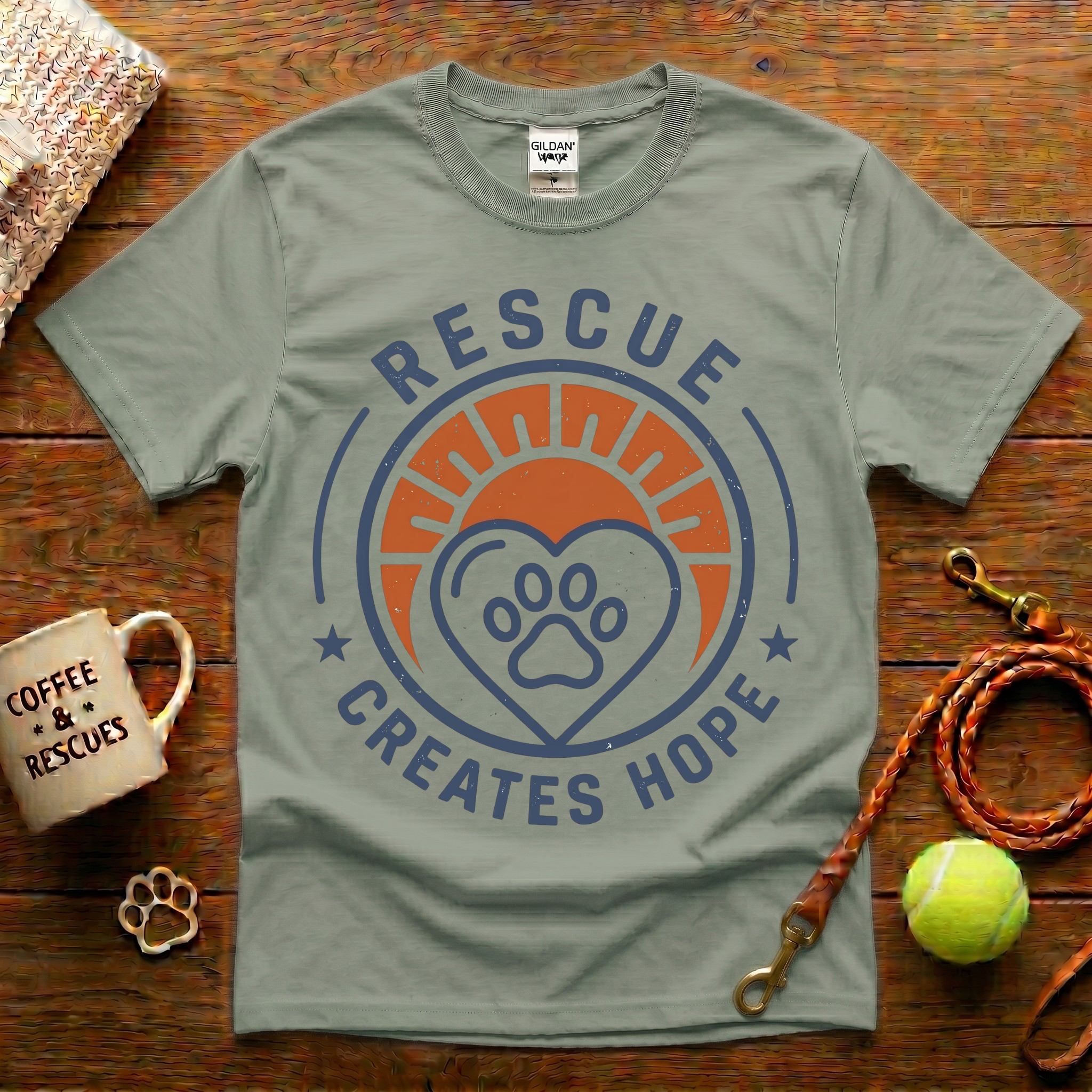 Rescue Creates Hope Animal Rescue T-Shirt - Vintage Badge