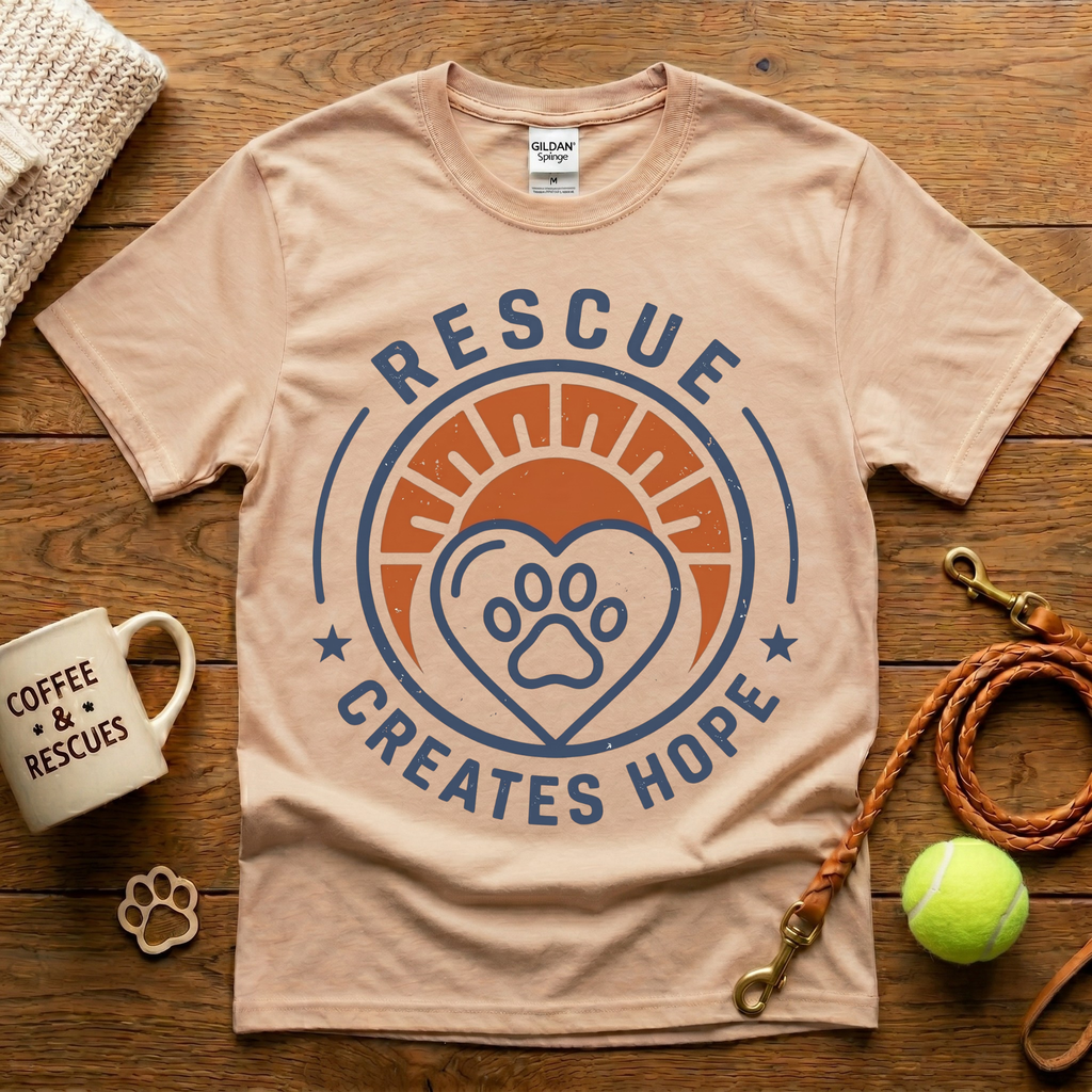 Rescue Creates Hope Animal Rescue T-Shirt - Vintage Badge