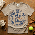 Shelter Souls Forever Homes Animal Rescue T-Shirt - Vintage Badge