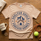 Shelter Souls Forever Homes Animal Rescue T-Shirt - Vintage Badge