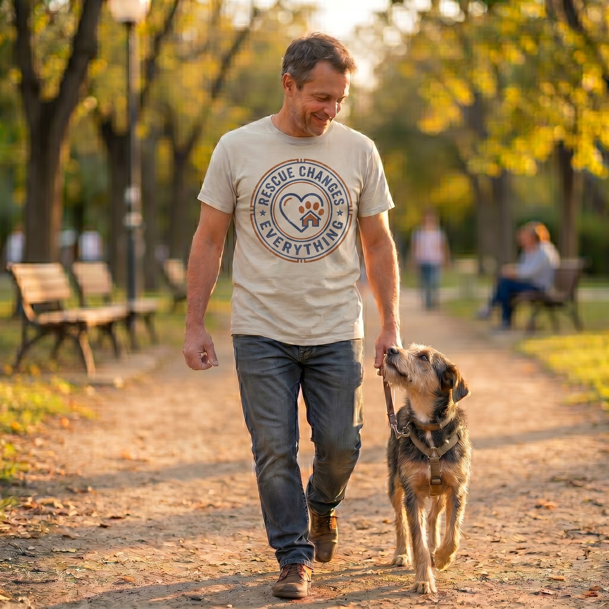 Rescue Changes Everything Animal Rescue T-Shirt - Vintage Badge