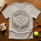 Rescue Is A Heart Language Animal Rescue T-Shirt - Vintage Badge