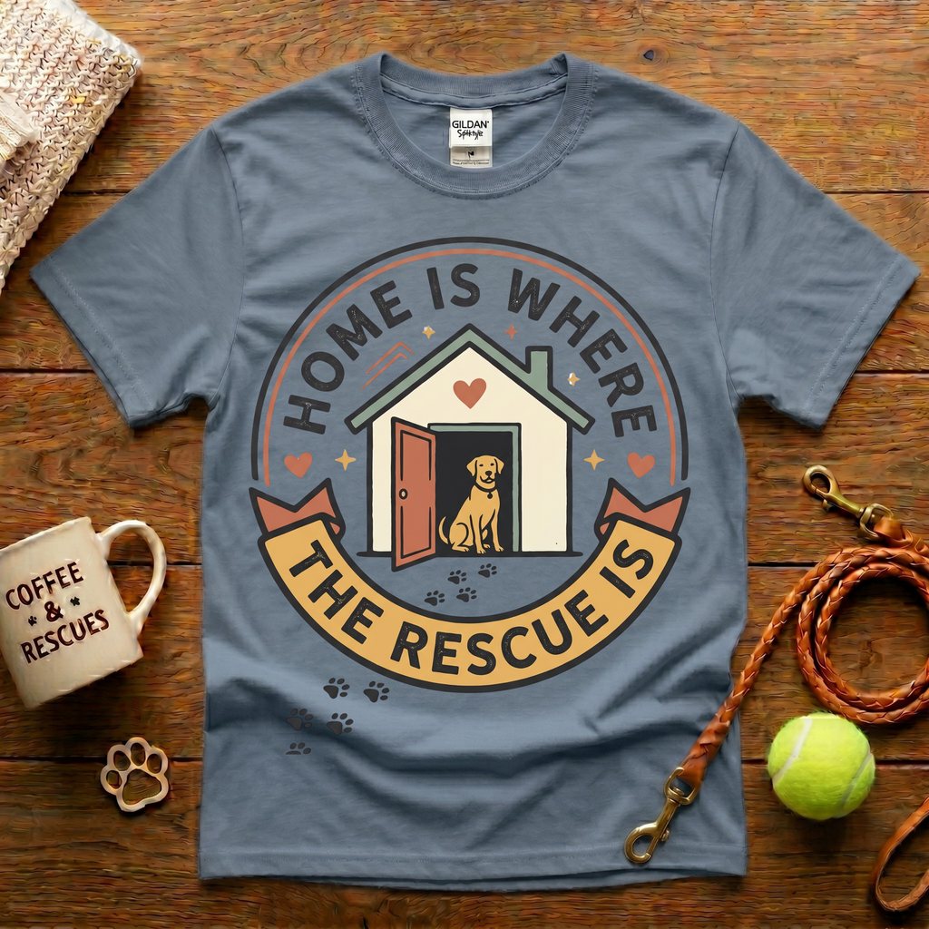 Home Is Where The Rescue Is Animal Rescue T-Shirt - Vintage Badge